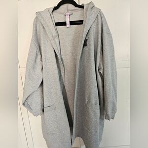 Savage X Fenty Forever Savage Short Robe Cardigan Gray Hooded Pockets Women's 2X